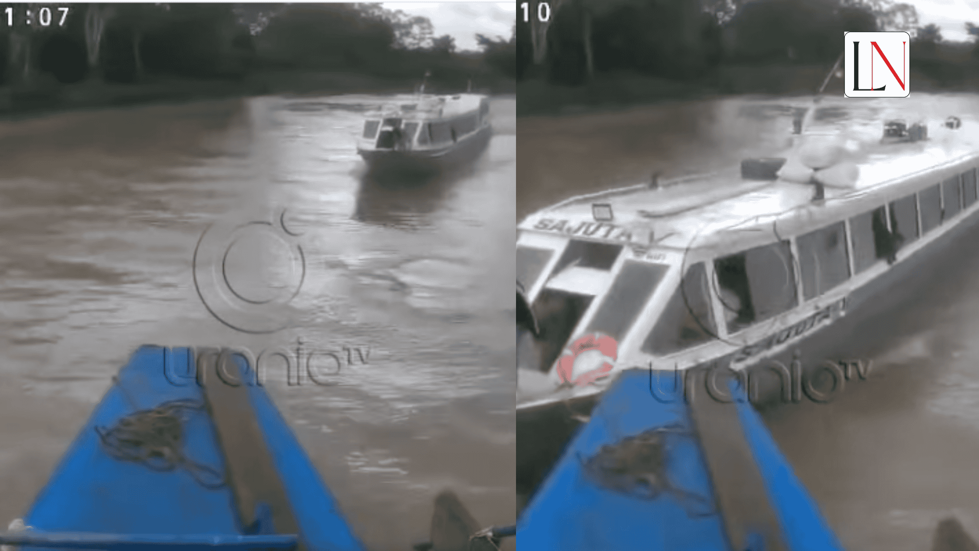 Lote de barcos en un río durante condiciones de lluvia en Loreto Noticias.