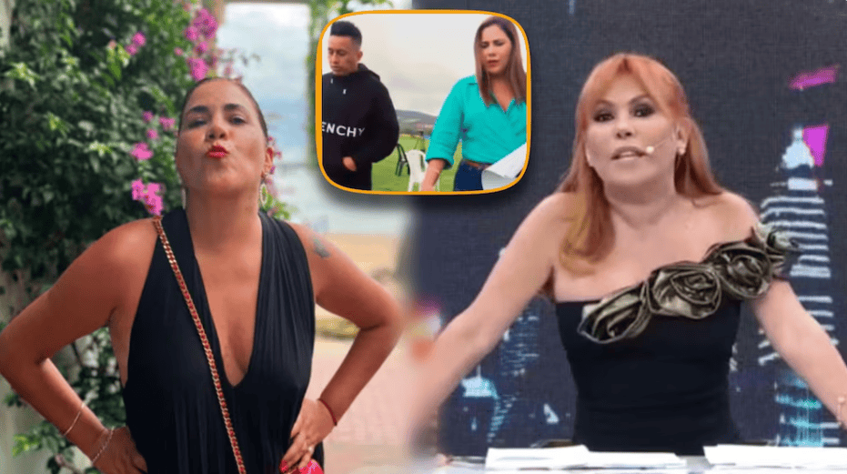 Besucona mujer enojada en exteriores, dos personajes en un programa de televisión en Loreto Noticias, noticias y entrevistas locales.