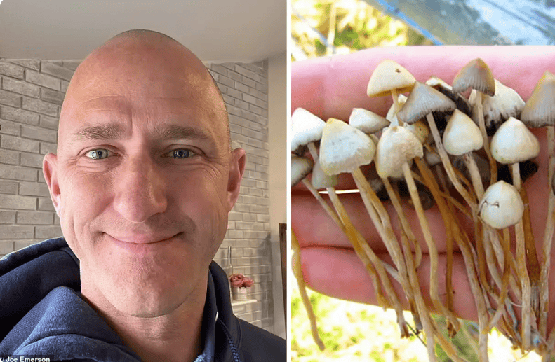 Guía sobre la recolección de hongos comestibles en Loreto, Perú, destacando la variedad de hongos y su importancia en la gastronomía local. Imagen muestra un hombre y hongos silvestres recién cosechados.