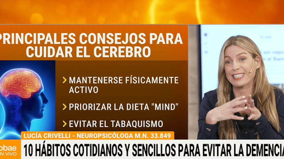 Consejos para cuidar el cerebro, incluir mantener actividad física, priorizar dieta mind y evitar tabaquismo en la nota de Loreto Noticias.