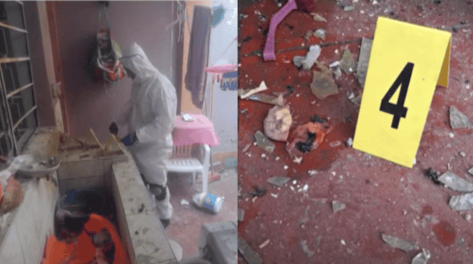 Personal de investigación en escena de un accidente con evidencia y señalamiento policial, en un entorno impactado por destrucción y desorden, en Loreto Noticias.