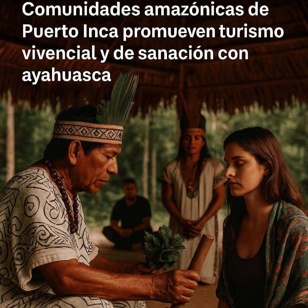 Paísajes amazónicos de Puerto Inca presentan prácticas ancestrales de sanación con ayahuasca en comunidad indígena. La ceremonia combina tradición y meditación en un entorno natural único.
