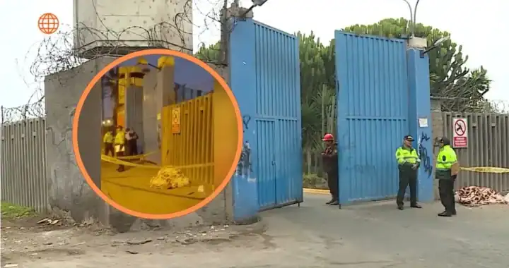 Puertas metálicas azules de acceso al penal, con personal policial y seguridad en el entorno, informando sobre un incidente en Loreto Noticias.