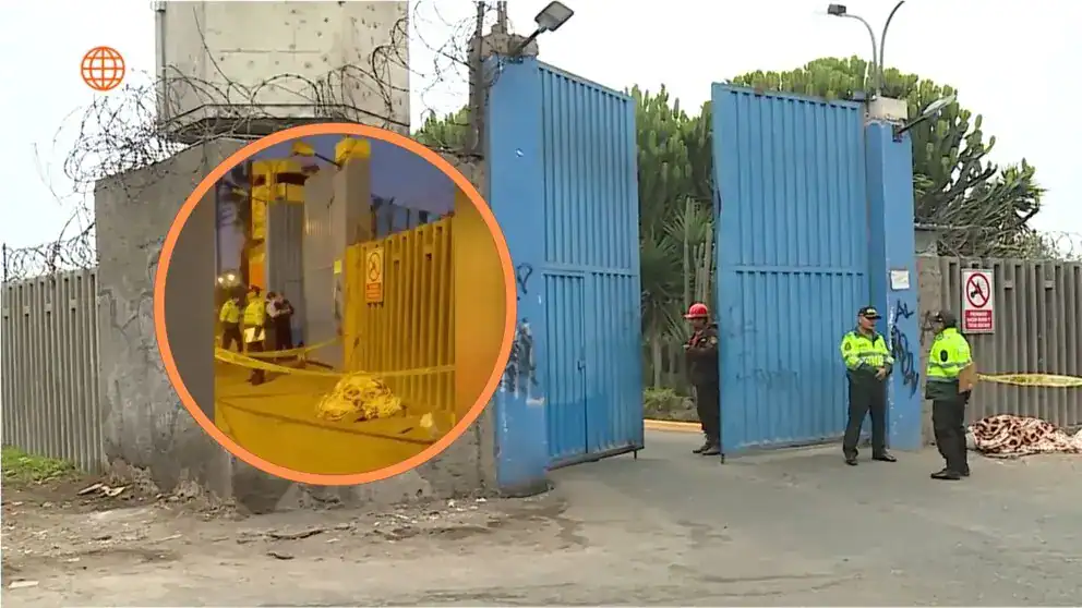 Puertas metálicas azules de acceso al penal, con personal policial y seguridad en el entorno, informando sobre un incidente en Loreto Noticias.