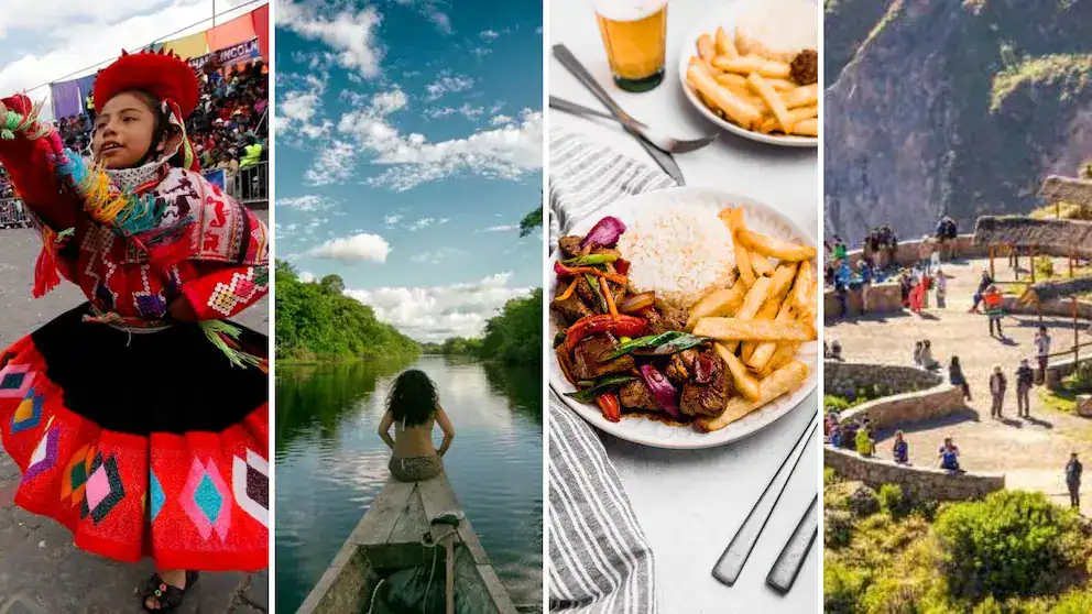 Enfermera con vestimenta tradicional de Loreto durante una celebración cultural en la calle.