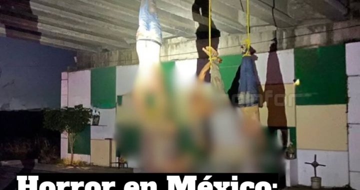 Mueren colgados en puente en México, escena de horror con cuerpos colgados de 20 hombres y 5 decapitados en construcción, reportaje de crimen violento en Loreto Noticias, Perú.