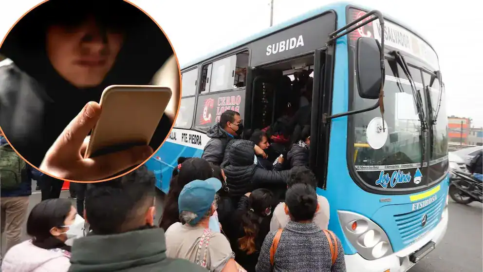 Subida al bus de transporte público en Loreto, Perú, con pasajeros y pasajeros esperando abordar, imagen de noticias de Loreto Noticias.